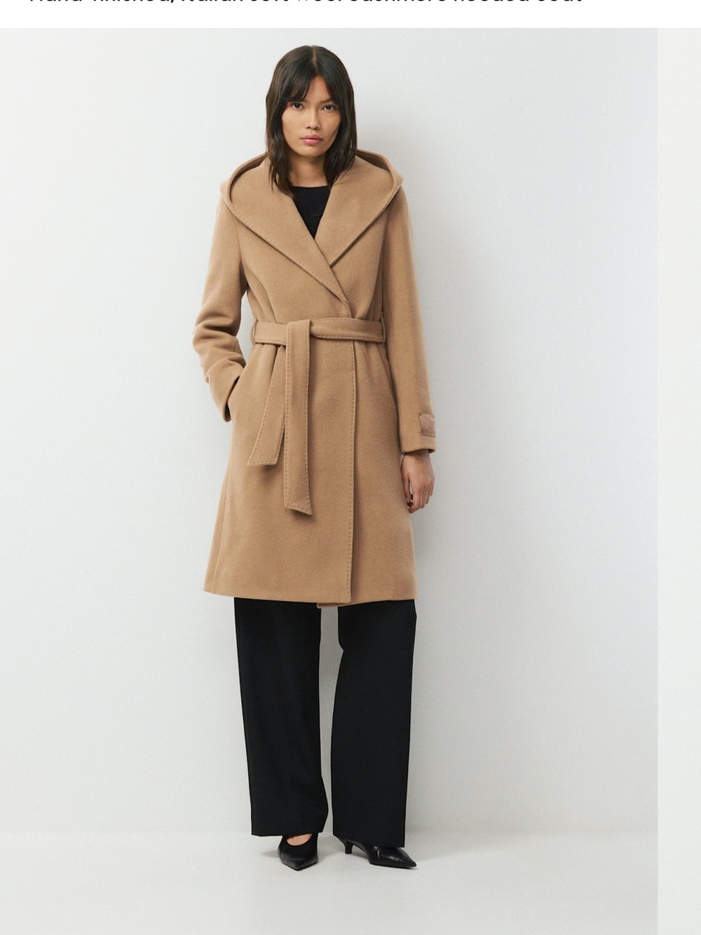 Aritzia Camel Hooded Wrap Trench Coat